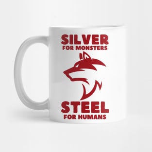 Wolf - Silver for Monsters - Steel for Humans - Red - Fantasy Mug